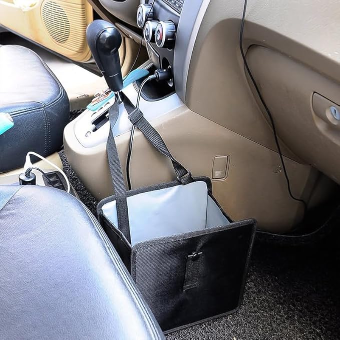 Osilly Car Trash Can, Oxford Cloth Foldable Auto Trash Bin Hanging, 1.85 Gallon Capacity Garbage Bag Organizer, Leak-Proof Waterproof Automotive Storage Container, Car Interior Accessories (Medium)