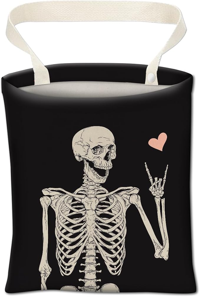 Car Trash Can, Cute Car Trash Bag, Hanging Car Organizer and Storage Bag, Trash Bin for Car Accessories, Vehicle, Travelling, Camping Cool Skull Heart