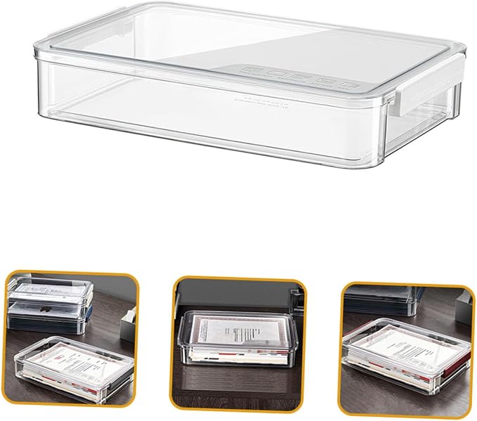 ABOOFAN Stackable File Storage Box Small Desktop Document Organizer with Lid for Office Filing and Home Paper Classification