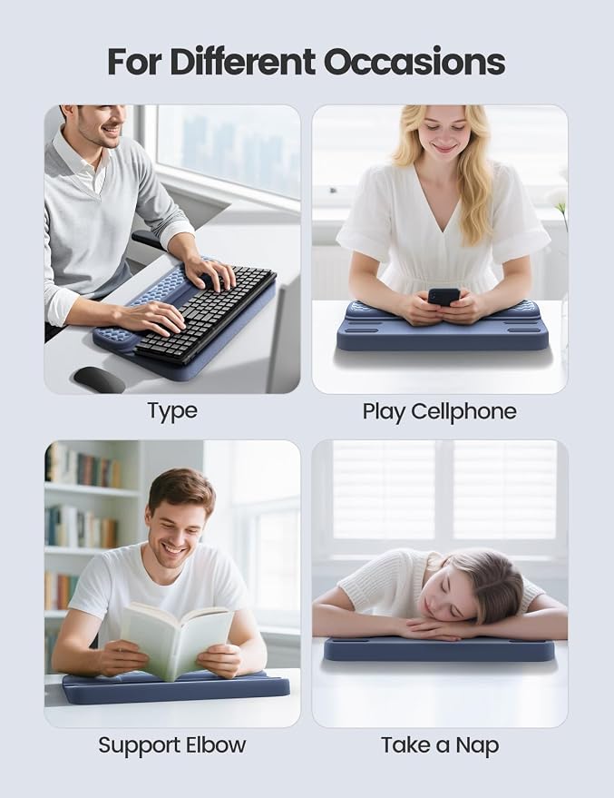 Vaydeer Wrist Rest with Keyboard Stand, Computer Wrist Support Pad, Ergonomic Keyboard Riser Holder Lift Tray with Wrist Pad, Soft Memory Foam Desk Cushion, Palm Hand Typing for Office Home Gift-Black
