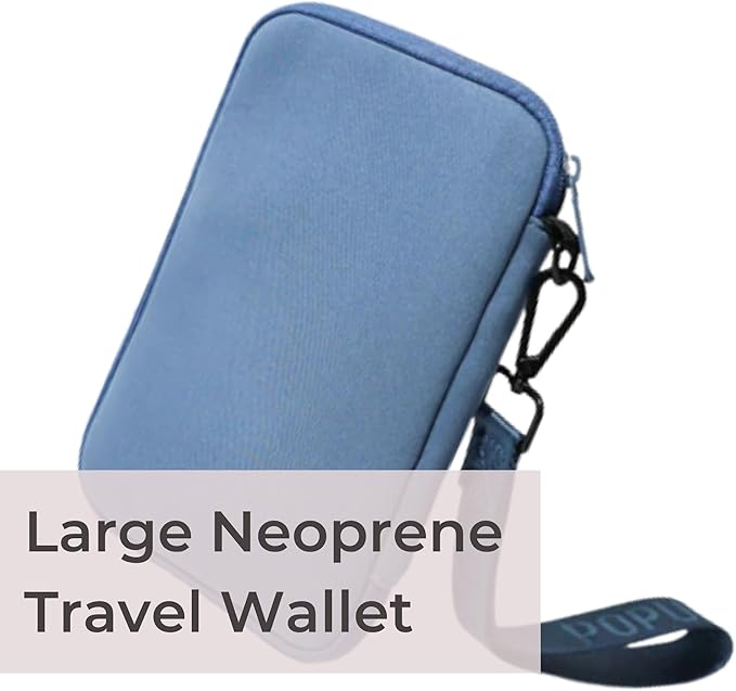 POPUPS Passport Travel Wallet for Women - Large Multiple Document Organizer and Holder with Wristlet (Stormy Blue)