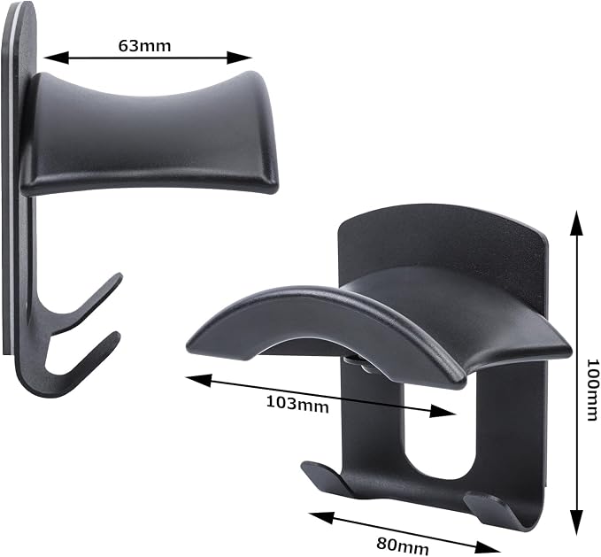 Headphone Stand Metal, Desk Headphone Hook Adhesive with Cable Clip,Aluminum Alloy Headset Stand for Desk,PC Gaming Headset Holder,Earphone Clamp for Airpods Max,HyperX,Sennheiser,Black