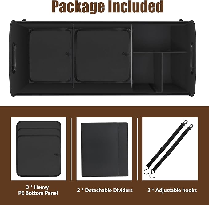 AOPHY Leopard Print Trunk Organizer - 95L Large Capacity, Non-Slip Bottom, Waterproof, Portable Car Storage for SUV, Truck, Sedan