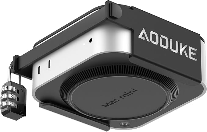Aluminum Alloy 2024 Mac Mini M4 with Combination Lock Security Bracket, Compatible with VESA Hole Monitor or Plaster wall, with lock Under Desk and Wall Mount Anti-theft dock-AJM4GS-B