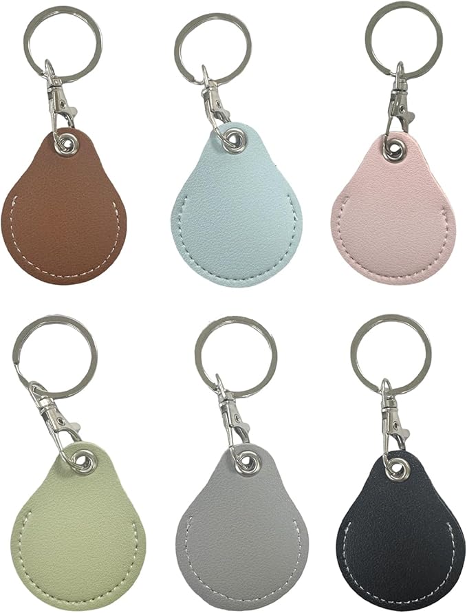 6 Pcs PU Leather Key Fob Holder - Keychain Case Protector for Office Keys, Access Control Cards