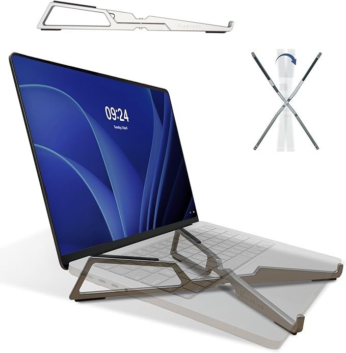 Portable Laptop Riser Stand- Lightweight & Adjustable Computer Holder, Ergonomic, Foldable - Compatible with Apple MacBook Pro & Air, HP, Dell, Tablet & More 10" - 16" Notebooks (Silver)