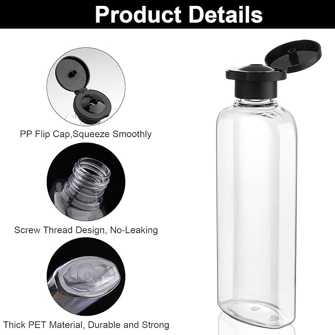 Travel Shampoo and Conditioner Bottles 7.7oz 3 Pack Leak Proof Squeeze Bottles with Flip Cap Refillable Containers Plastic Travel Toiletry Bottles for Lotion Shampoo Conditioner