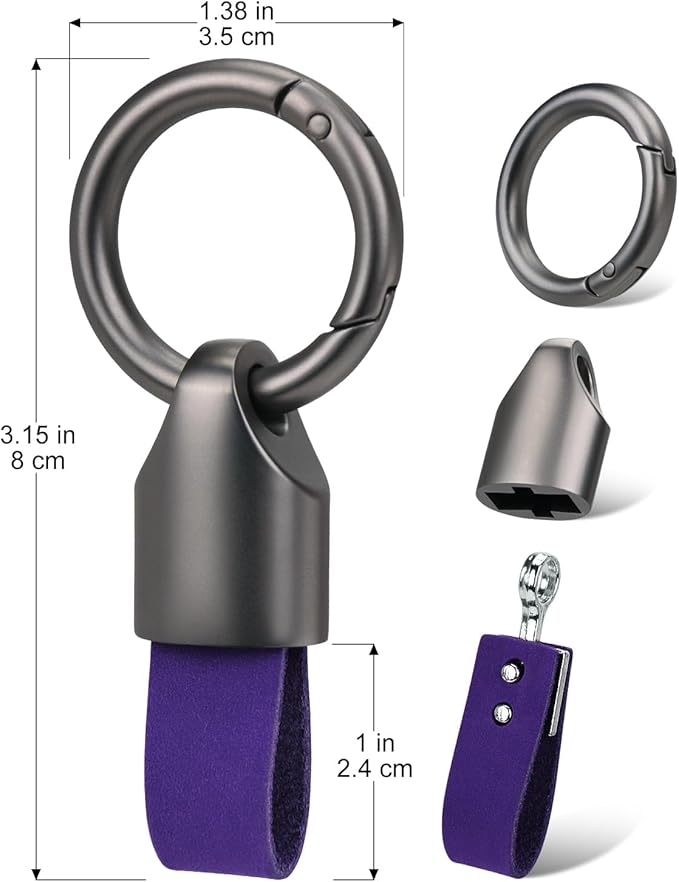 Car Key Chain Clip Leather Keychain Key Fob, Key Chain Rings for Car Keys Key Holder with Zinc Alloy Buckle for Men