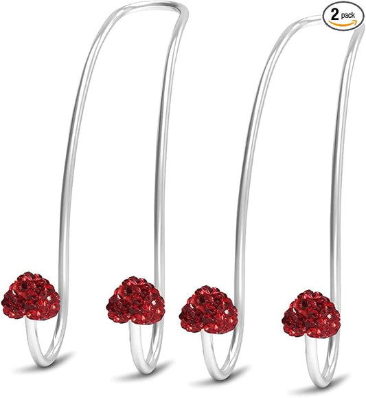 Guoord 【2024 Upgraded】 Car Headrest Hooks Decorations, 2 Pcs Bling Heart-Shaped Purse Hook Hangers, Auto Hooks Car Hangers and Durable Backseat Holder, Storage Universal for SUV Truck Vehicle (Red)