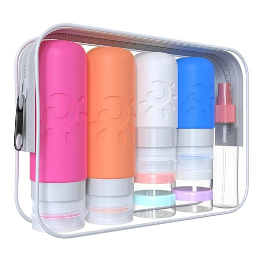 Zafit 18 Pack travel Bottles for Toiletries, TSA Approved Silicone Travel Containers Leak Proof Refillable Travel Accessories for Shampoo Conditioner Lotion Body Wash(Multicolored D)