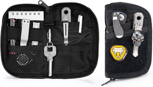 VIPERADE VE10 EDC Pouch Small Pocket Tool Pouch with 10 Compartments, Men's Pocket Organizer for Multitools, EDC Organizer with Patches Area for DIY (Black Camo)