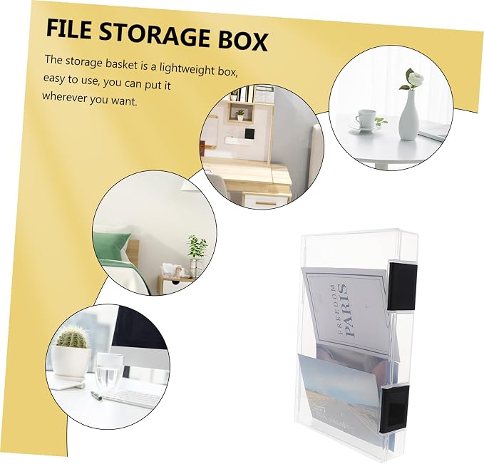 A5 Thickened Plastic Document Storage Box with Dustproof Lid, Portable Office File Organizer for Desktop Use, Black Document Holder for Paperwork and Receipt Management