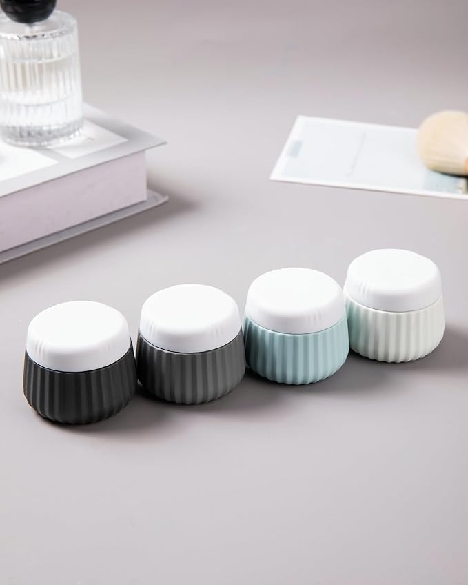 Mrsdry Travel Containers for Toiletries 4 Pack, TSA Approved Travel Size Toiletries, Travel Size Containers, With Clear Bag Leak Proof Silicone Jars, Travel Essentials Creams Jars Carrying Small Items