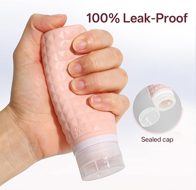 Travel Bottles for Toiletries, TSA Approved Travel Size Containers, Leak Proof Silicone Shampoo Bottles, Small Toiletry Containers with Clear Bag for Shampoo Conditioner Lotion