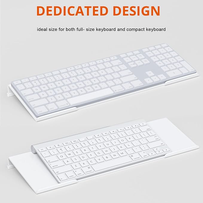 Richboom Acrylic Tilted Computer Keyboard Holder for Easy Ergonomic Typing, Keyboard Stand for Office Desk, Home, School, White