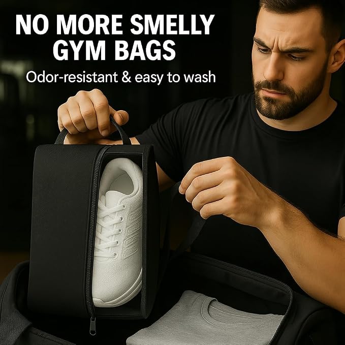 Shoe Bag for Travel Water Resistant Shoe Organizer with Transparent PVC Window, Carry Handle, Heavy-Duty Zipper, Fits Men's Size 11, for Golf, Gym, Sports & Soccer Cleats- (Pack of 3)