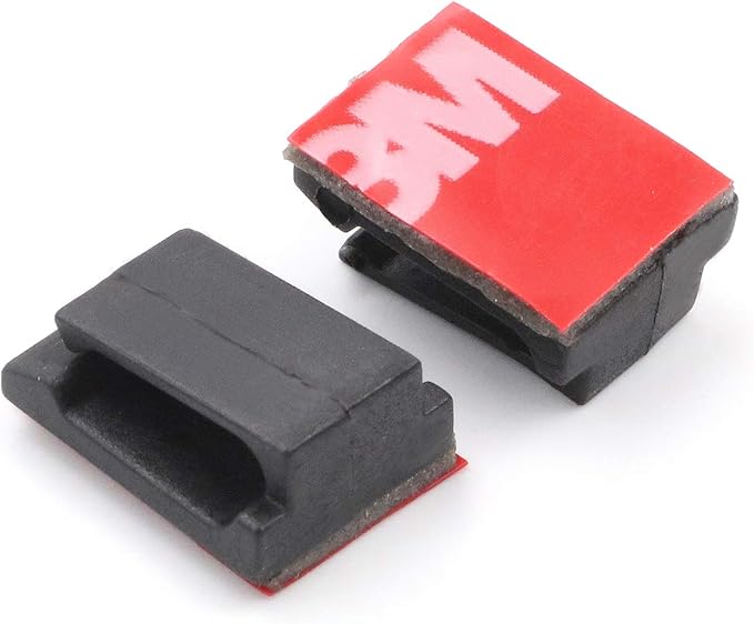 Mini Cable Clips 3M Adhesive, Multipurpose Cord and Wire Organizer for Cable Management Mini (12mm x 9.5mm) - 100 Pack Bundled with 10 Bonus Reusable Cable Ties (Black)