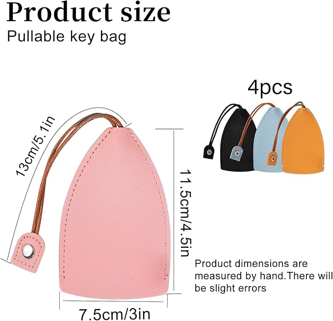 8Pcs Cute Key Fob Case, PU Leather Car Key Case Personalized Pull Out Key Bag Portable Key Pouch for Car Keys