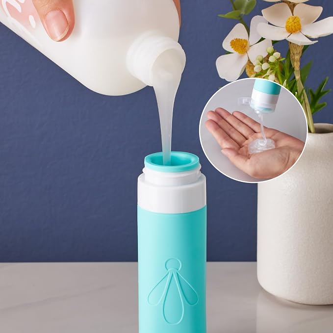 INSFIT travel bottles for toiletries 6 Pack, Leak proof Travel Size Toiletries Containers with toiletry bag, Squeezable Silicone Bottles & Cream Jars, Travel Essentials BPA-Free set for Shampoo