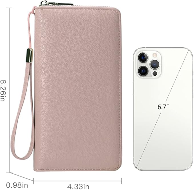 GOIACII Womens Wallet RFID Blocking Leather Zip Around Wallet Large Capacity Long Purse Credit Card Clutch Wristlet | RFID Blocking, Zip Around, Large Capacity, Long, Credit Card, Clutch
