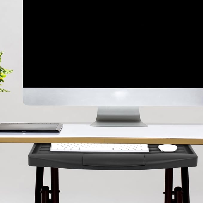 TEHAUX Under Desk Keyboard Tray Slide Out - Adjustable Computer Keyboard Stand with Hidden Storage Drawer 20.67X9.06 Inches Save Space & Reduce Wrist Pain for Home Office & Gaming Desks
