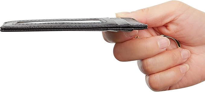 Women's Slim Minimalist Card Holder Coin Changes Purse Keychain Front Pocket Wallet With ID Window