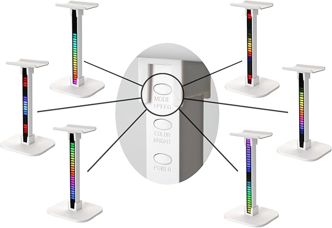 Headphone Stand, Headset Stand, LED Multi-Color Light, 2 in 1, Headset Holder, Gaming Accessories, Tabletop Setup (White)