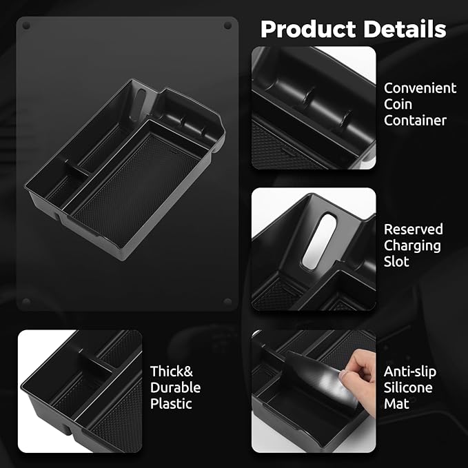 Center Console Organizer Compatible with 2021 2022 2023 2024 Toyota Sienna Accessories Center Console Tray Organizer ABS Armrest Box Insert Tray