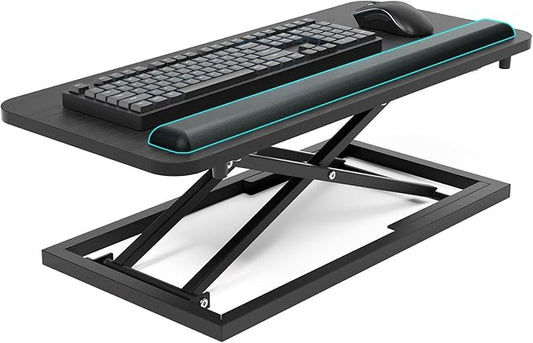 Standing Keyboard and Mouse Stand, Adjustable Height Keyboard Tray and Keyboard Riser for Desk,for Ergonomic Sit Stand Workstations with Wrist Rest、Laptop Desk 26.7 x 11.7 Inch (Black)