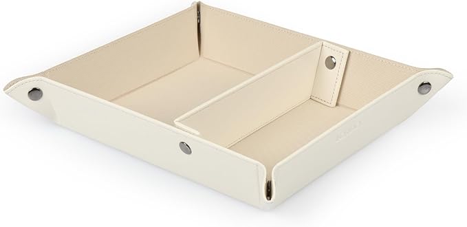 Londo Leather Tray Organizer - Practical Lightweight Water Resistant Computer Table Desk Storage Box for Wallets, Watches, Keys, Coins, Cell Phones and Office Equipment