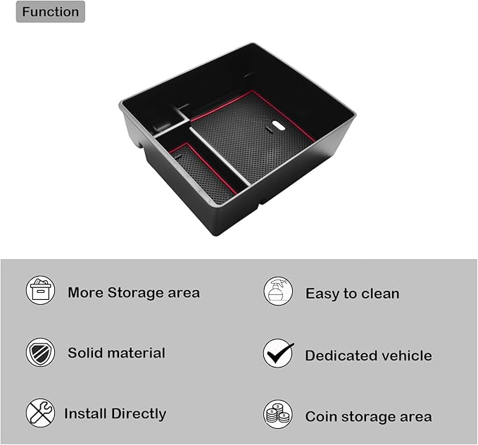 HGWEI Compatible with GMC Acadia Center Console Organizer 2017-2019 2020 2021 2022 2023 Acadia SL SLE SLT Denali AT4 Interior Accessories, ABS Armrest Storage Box Insert Tray, Red