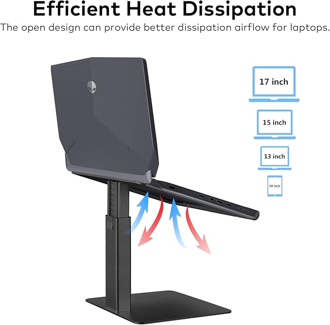 Laptop Stand for Desk, Ergonomic Aluminum Laptop Stand Adjustable Height from 7-15", Sitting and Standing Laptop Riser for 10-17" Notebook