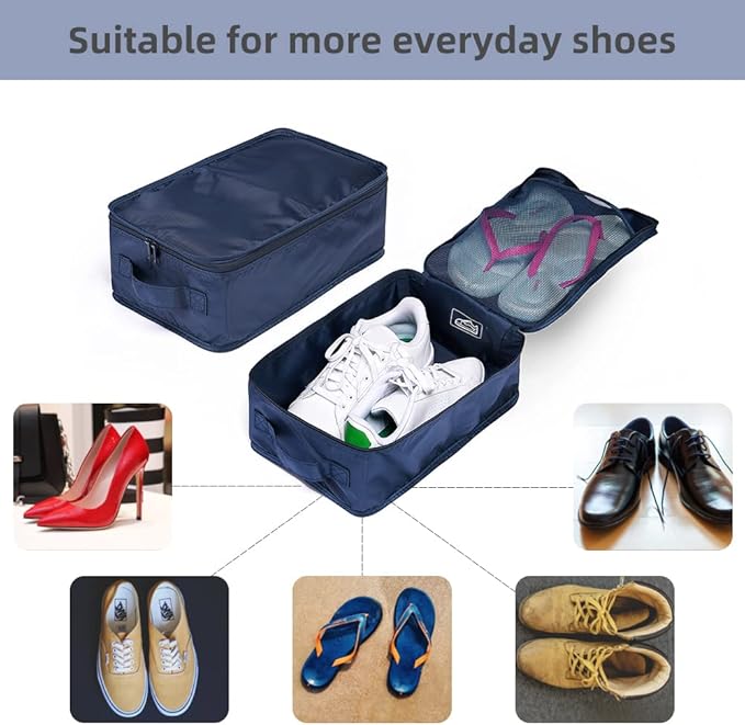 Travel Shoe Bags, Foldable Waterproof Shoe Puches Organizer-Double Layer (Multi-colored4)