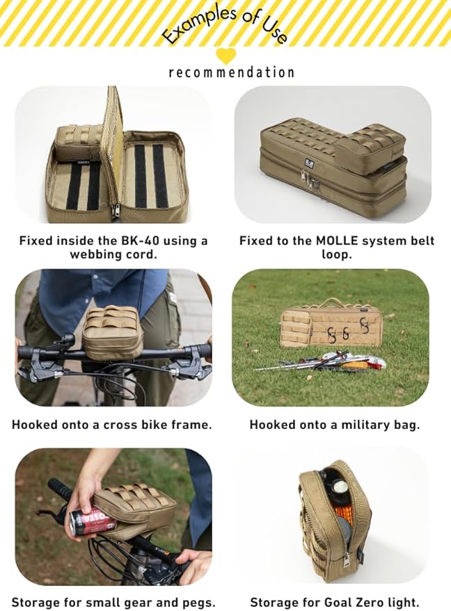 CAMPINGMOON Tactical MOLLE Pouch Compact EDC Organizer Bag Webbing Structured Utility Gear Pouch Belt Camping Hiking Outdoor