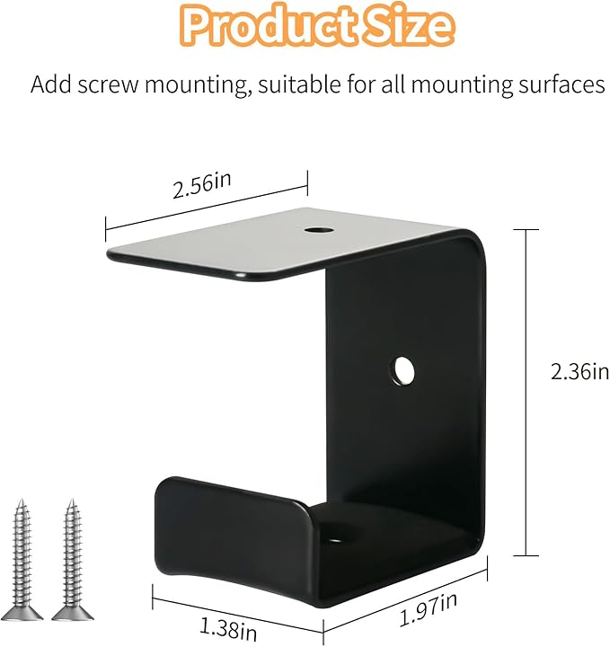 Headphone Holder Hanger,Headset Mount for Desk,Headset Stand Aluminum Headphone Hook with Strong Adhesive Tape for Classroom, Gaming Room with 2 Install Style with Rubber Pad,Single