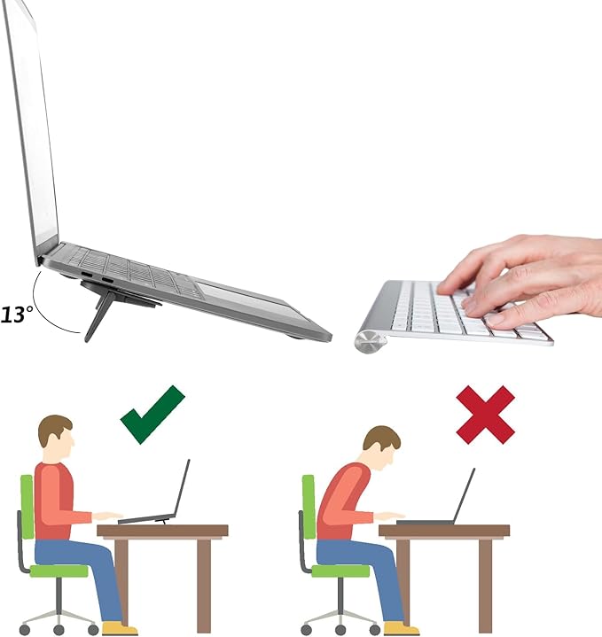 2Pcs Keyboard Riser, Portable Computer Keyboard Stand Self Adhesive Laptop Feet Mini Keyboard Lift for Desk Foldable Zinc Alloy Laptop Riser for Most Keyboards (Black)