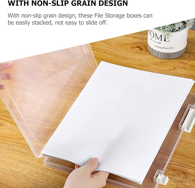 2pcs A4 Document Box File Organizer with Lid Stackable Desktop File Folder Box for Office Paper Storage and Document Protection