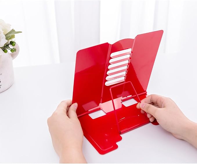 Book Stand 68 Angle Adjustable and Portable Reading Stand Tablet/Cookbook/Textbook/Sheet Music/Tablature/Painting/Book Stand Document Holder - Red