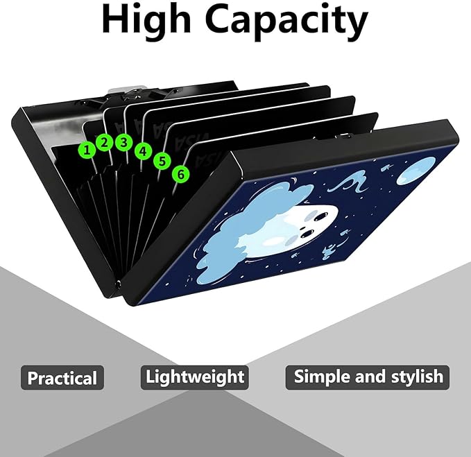 Credit Card Holder, Cute Small Spooky Halloween Design Mini RFID Blocking Aluminum Wallet Slim Metal Hard Case Shell Travel Wallet ID Case Small Credit Cards Case Business Cards for Women Men