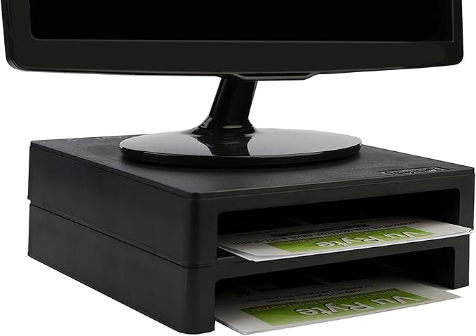 Vu Ryte Stackable 2 Inch Computer Monitor Riser Stand, VuRyser 2, Black, VUR 4855 (2-Pack)