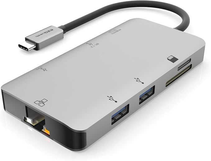 USB C Hub Docking Station 8 in 1 with 4K HDMI, 1 Gbit Ethernet, 3 USB A 3.0 Ports, 1 USB-C PD/Data, SD/Micro SD for Work and Travel, Compatible with MacBook/Dell/HP/Lenovo/Laptops
