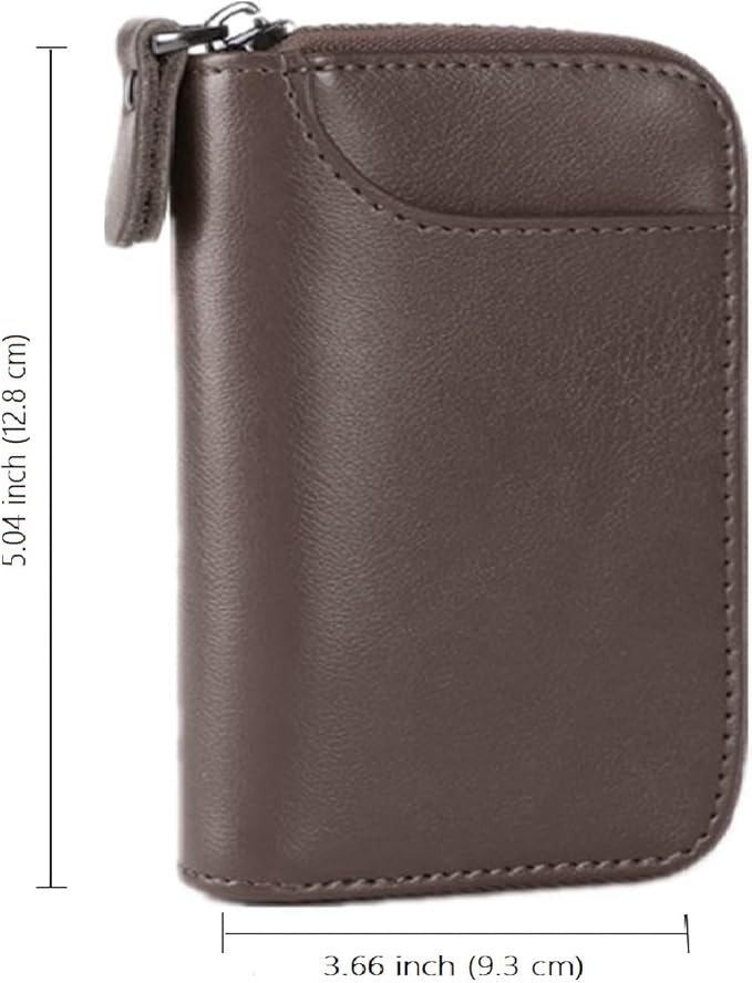 BAKUN Large Zipper Leather Car Key Case, Key Holder Key Organizer Wallet, With 16 Hooks(Brown)