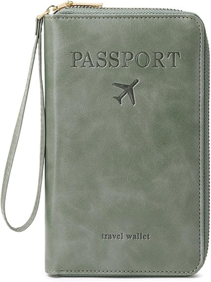 RFID Passport Holder for Travel - Cruise Essentials 2025 with RFID Blocking Sleeves | Anti-Theft Travel Wallet Document Organizer for Women & Men (Green)