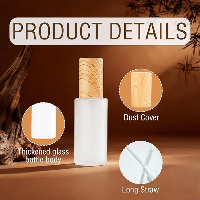 3Pcs 20ml 0.7oz Matte Glass Pump Bottles Lotion Travel Container Soap Dispenser Toiletries Bottle Containers with Plastic Lid for Shampoo Cream Liquid Essential Oils