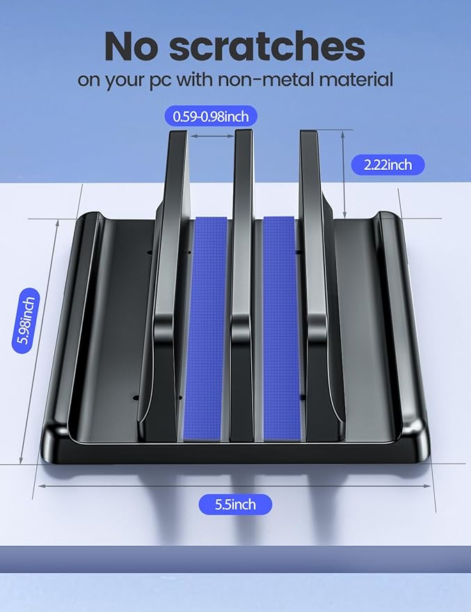 Vaydeer Vertical Laptop Stand for Desk,Dual Slots Plastic Laptop Holder with Space Saving 4-in-1 Design,Adjustable Laptop Organizer Storage Supports for MacBook,Mac,HP,Dell,Microsoft Surface,Lenovo