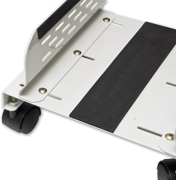 Syba Computer Tower PC Floor Stand Rolling Caster Wheels and Adjustable Width from 5 to 9 Inches SY-ACC65056, Steel White