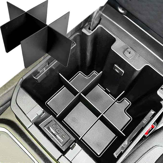 TACOBRO Center Console Organizer Dividers for 2019-2022 GMC Sierra/Chevy Silverado 1500 Accessories /2020-2023 Chevy Silverado/GMC Sierra 2500HD/3500HD, Fit Full Console w/Bucket Seats Only