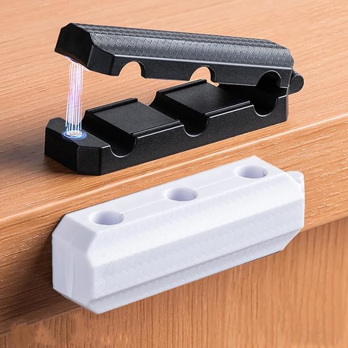 18p Magnetic Cable Clips Cord Organizer – Nonazippy 3-Slot Wire Holder for Desk, Strong Adhesive Cable Management for Home Office, Car, Nightstand – Black & White Mixed