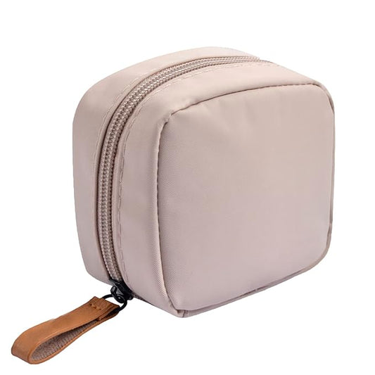 Hekyip Mini Cosmetic Bag, Travel Makeup Pouch, Portable Waterproof Cosmetic Pouch for Girls Women, Mini (Mini Beige)