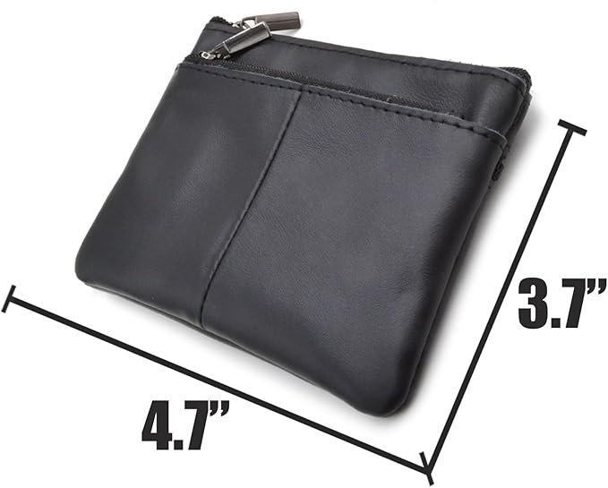 Freezx Women Genuine Leather Coin Pouch Zip Mini Purse Wallet Key Chain 3 Zipper